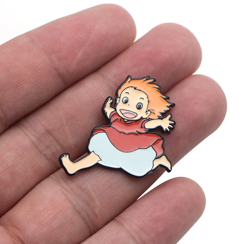 P3770 Dongmanli Мода Kawaii Ponyo металлические эмалированные броши и булавки для нагрудного штыря значок для рюкзака подарки воротник ювелирные изделия