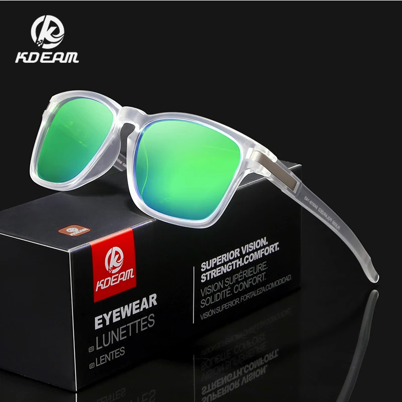 

KDEAM Sports Fashion Sunglasses Polarized Mirror lens Anti-Reflective Men Sun Glasses Square outdoor UV400 With Case KD9358