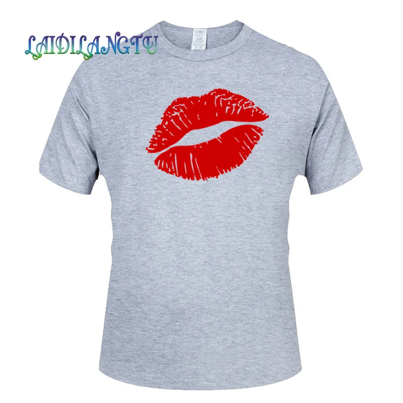 Взрослых мужчин футболка с коротким рукавом из хлопка Kiss знаки Мужская хлопковая