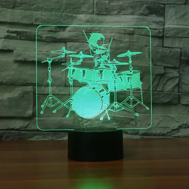 Музыкальный инструмент рамка барабан Led Настольная 3d Ночная лампа прикроватная