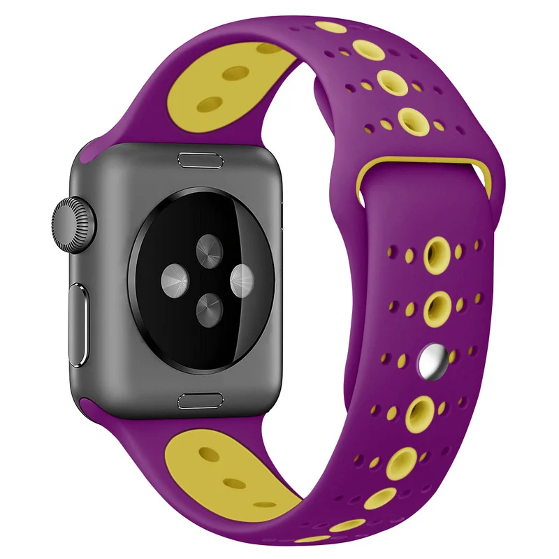 Силиконовый ремешок для Apple Watch 42 мм 38 40 44 спортивный стиль сменный Браслет IWatch