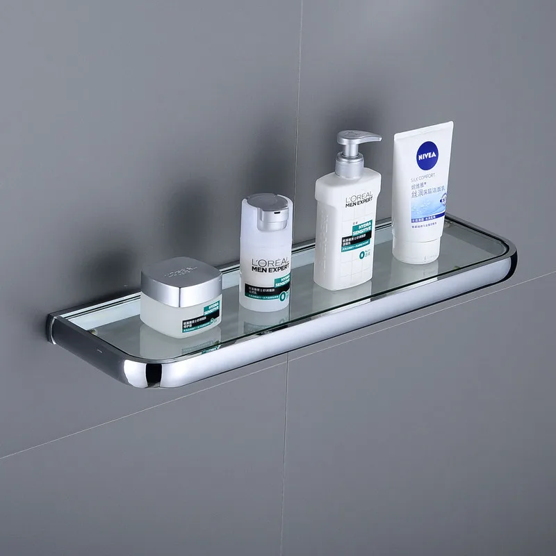 Glass Shelf Аксессуары для ванной комнаты Набор хромированная латунная стойка для полотенец крючок Держатель для полотенца кусковое мыло полка-корзинка для ванной комнаты Набор аксессуаров для ванной - Цвет: Glass Shelf