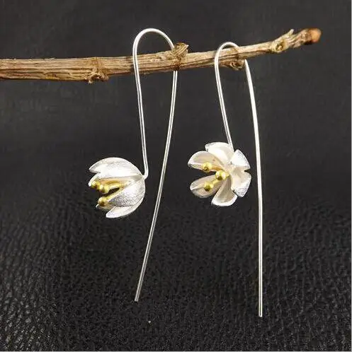 

New arrival hot sell fashion lotus flower 925 sterling silver ladies stud earrings jewelry drop shipping Valentine's Day