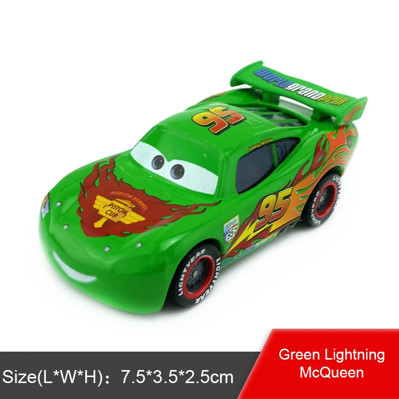 Disney Pixar Cars Gold Dinoco синий черный полицейский Молния Маккуин 1:55 металлические литые игрушки модель автомобиля для мальчиков Детский подарок - Цвет: Green McQueen