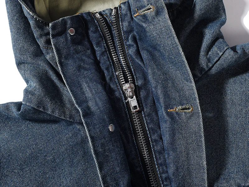 

HIPFANDI High quality Fashion Casual Jacket Men Street Blue Jacket Hip Hop High Street Suit Denim Jacket With Hood Men M-XL