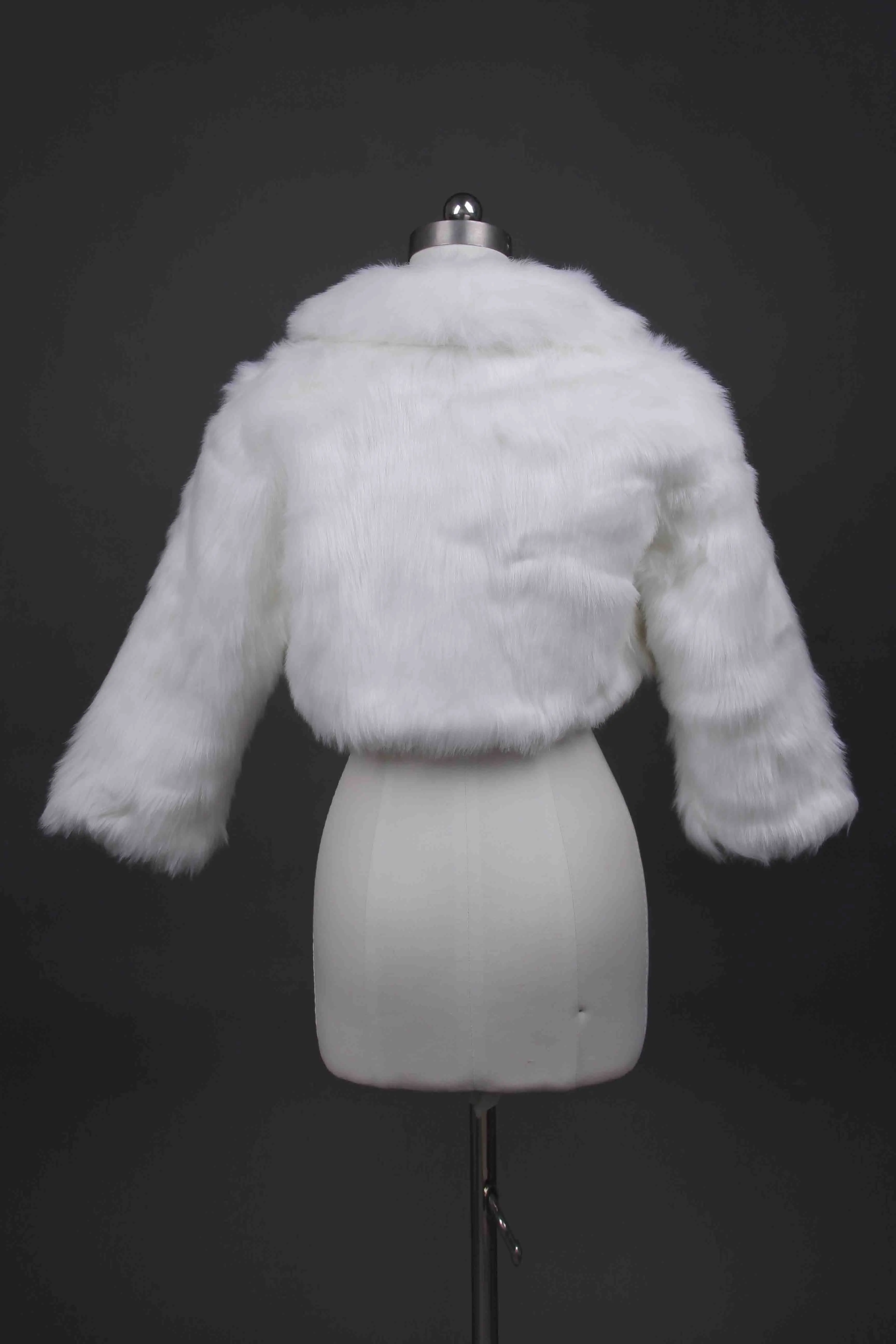 Белый слоновая кость черный искусственный мех длинный рукав жакет болеро шали