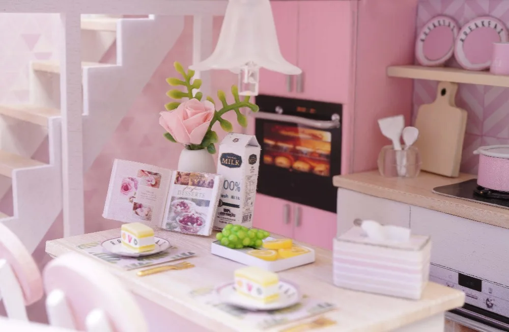 Милый дом семьи миниатюрный DIY Кукольный дом ручной сборки модель дома дети игрушки для детей деревянные игрушки Brinquedos