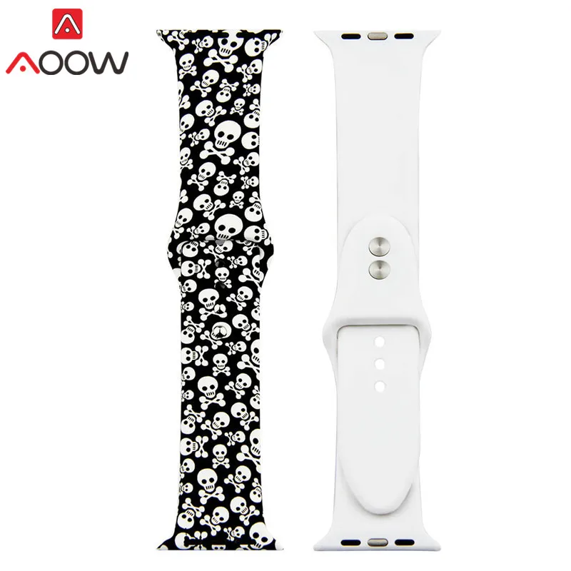 Color 7 38 цветов силиконовый ремешок для часов Apple Watch 38 мм 42 мм 40 мм 44 мм цветочный узор браслет ремешок для iwatch 1 2 3 4 браслет - Цвет ремешка: Color 7