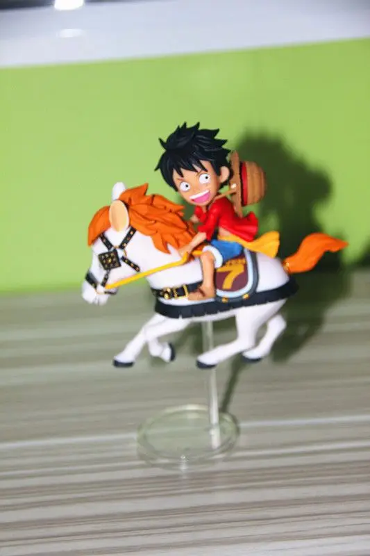 

12CM pvc Japanese anime figure ONE PIECE Monkey D. Luffy riding horse chrismas action figure collectible model toys for boy