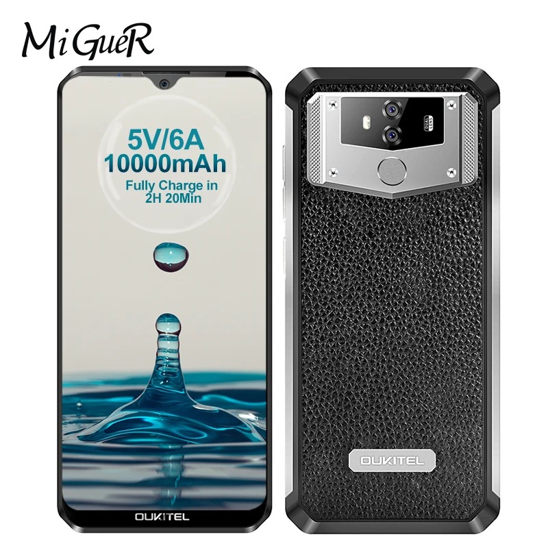 Black OUKITEL K12 Android 9,0 мобильный телефон 6," 19,5: 9 MTK6765 6G ram 64G rom NFC 10000mAh 5 V/6A Быстрая зарядка отпечатков пальцев Смартфон - Цвет: Black