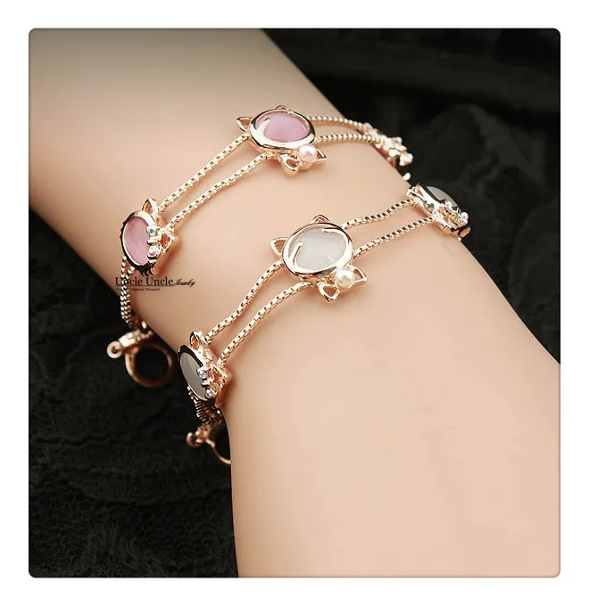 Прекрасный розовый золотой цвет 3 шт Высокое качество опалы прекрасный котенок