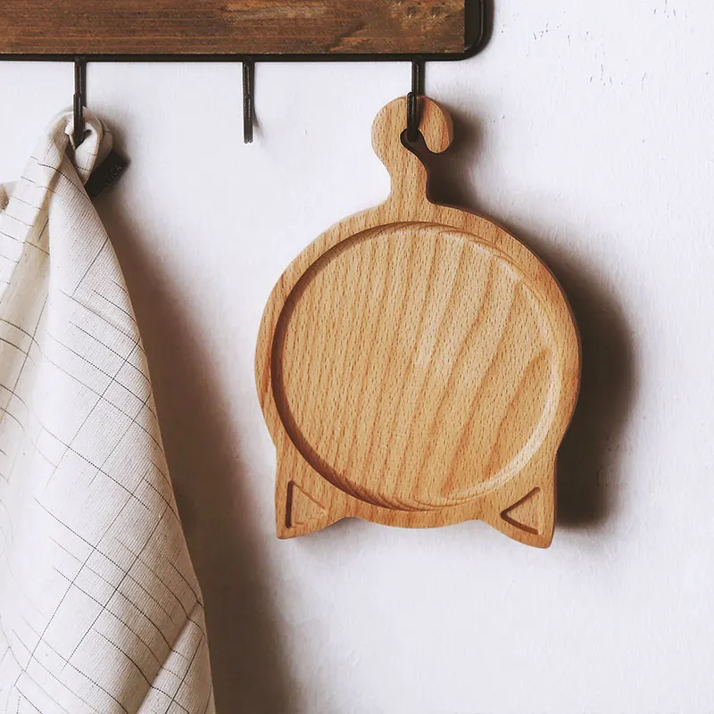 1Pc Quality Beech Rabbit Face Wood Dinner Plate Cute Animal Pattern Food Fruits Dish Wooden Service Kid's Dining Tray | Дом и сад