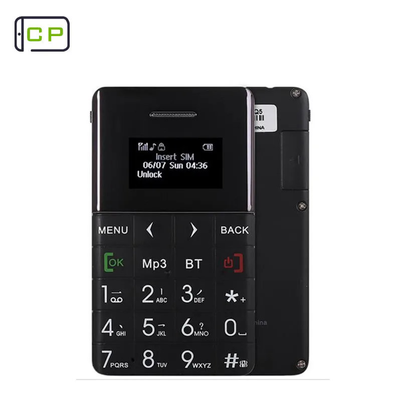 AEKU Qmart Q5 2G GSM карта Мобильный телефон 5,5 мм ультра тонкий карманный мини тонкий телефон 0,96 дюймов карта сотовый телефон