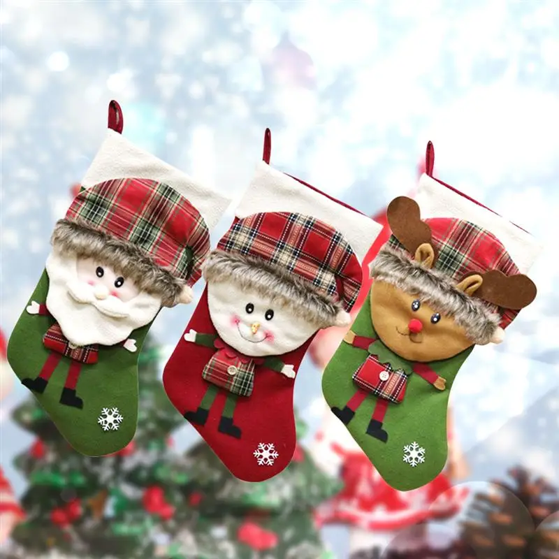 3 шт. Рождественская чулки оконное Новогодняя елка камин Висячие украшения мешки