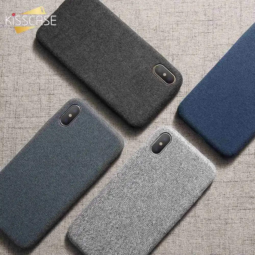 Чехол накладка KISSCASE для iPhone X XS 6 7 8 Plus деловые легкие тканевые Чехлы XR