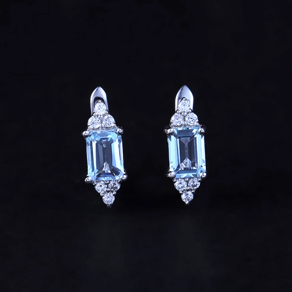 GEM'S BALLET 2.56Ct натуральный Небесно-Голубой топаз серьги трендовые ювелирные изделия 925 пробы серебряные свадебные серьги-гвоздики для женщин подарок