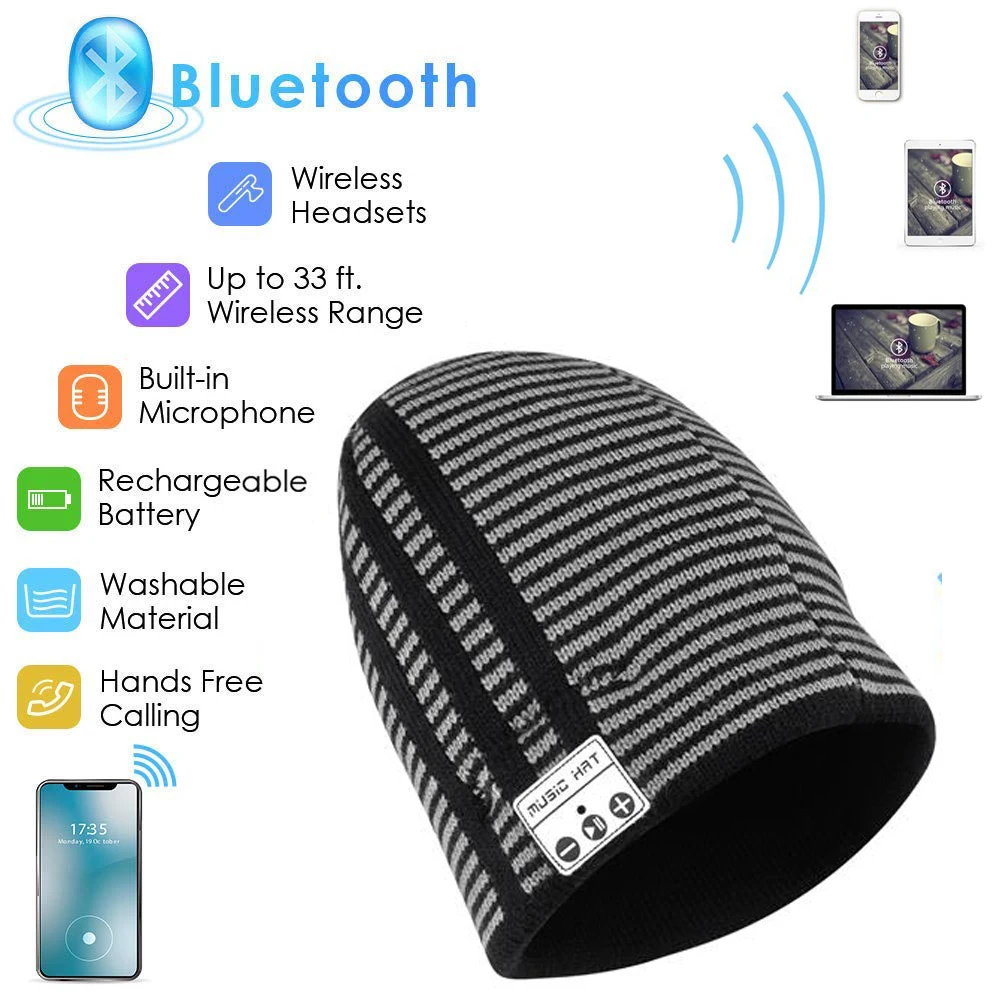 Bluetooth Beanie музыкальная шапка беспроводные наушники шапочка встроенный микрофон