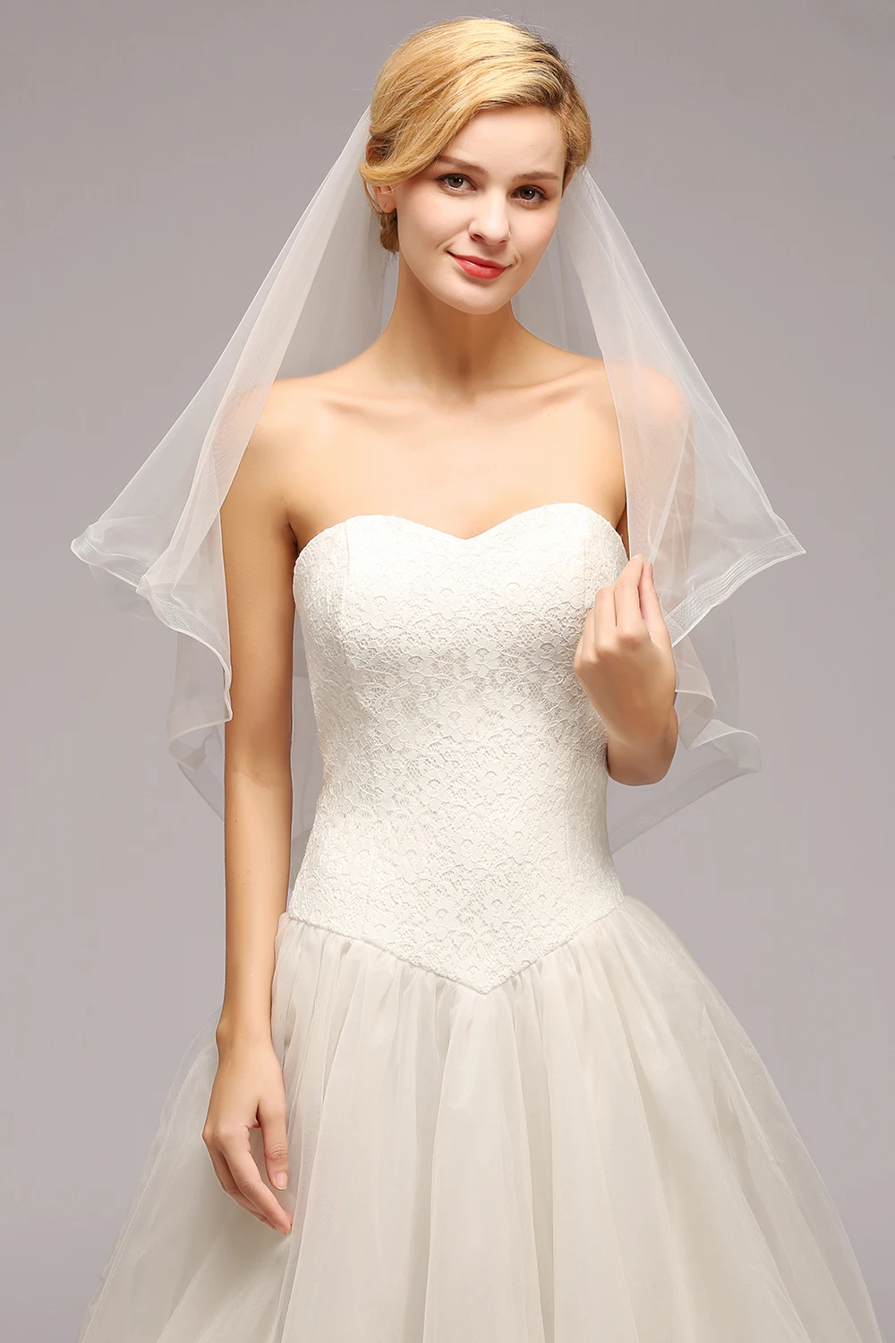 Вуаль Mariage 1 5 м однослойная лента край белый короткий цвет слоновой кости