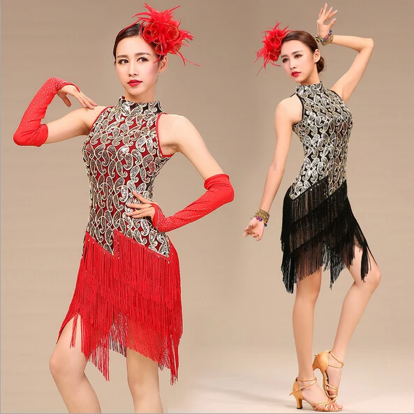 Черное белое синее фиолетовое красное женское бальное платье для сальсы