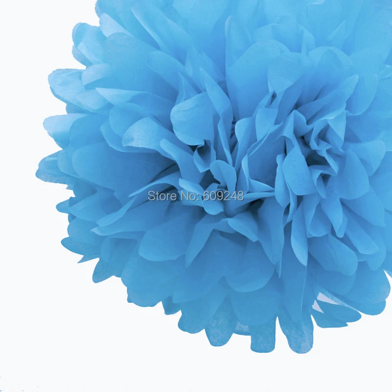 

10pcs 14"(35cm) Baby Shower Wedding Holiday Party Nursery Decorations Blue Tissue Paper Pom Poms Hanging Craft Flower Ball