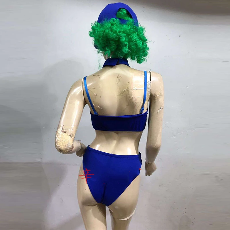 Blue Bra Short Outfit Cheerleader Set Women'S Birthday Party Wear Nightclub Dancer Show Bikini Sport Clothes DWY1352 | Тематическая