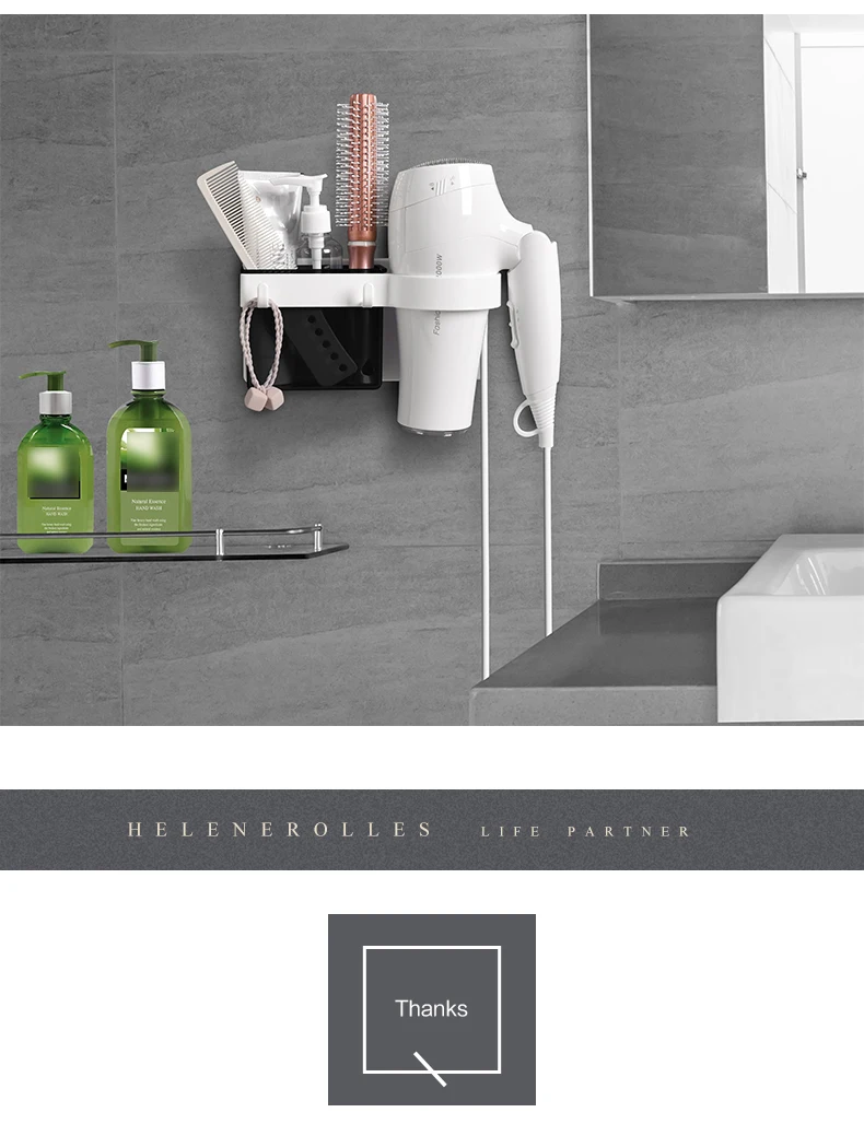 Saving Space Bathroom Storage Rack Stand Hair Dryer Rack Durable Support Holder Bathroom Shelf Drying Styling Stand Comb Storage