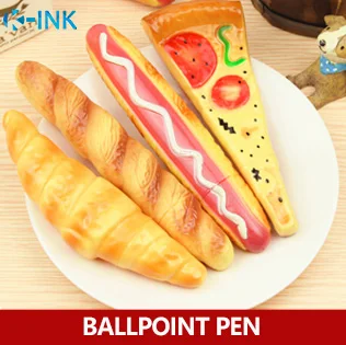 

12pcs/lot Novelty Delicious Food Ballpoint Pen , 0.5mm Black Ink Bread / Pizza / Hot Dog Ball Roller Pens