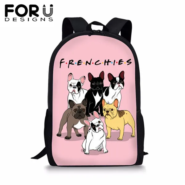 Z4232C FORUDESIGNS Kids 3 шт./компл. Рюкзак Мультфильм Французский бульдог животные принты брезентовые Школьные Рюкзаки рюкзаки для подростков девочек мальчиков студентов - Цвет: Z4232C
