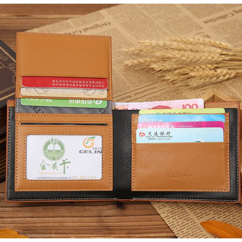 Повседневный кошелек из натуральной кожи для мужчин бумажники двойного сложения