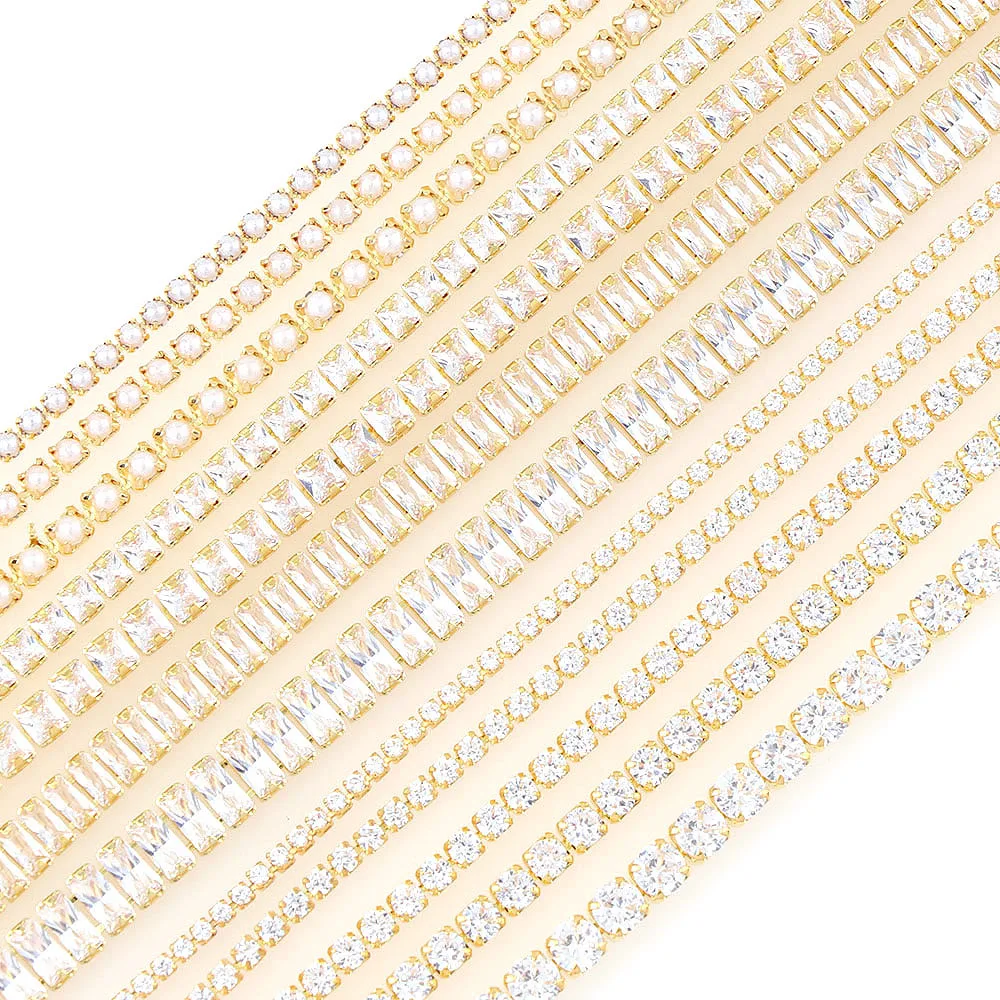 1 ярд длины Золотая зернистая жемчужная цепочка из циркония 3D металлические