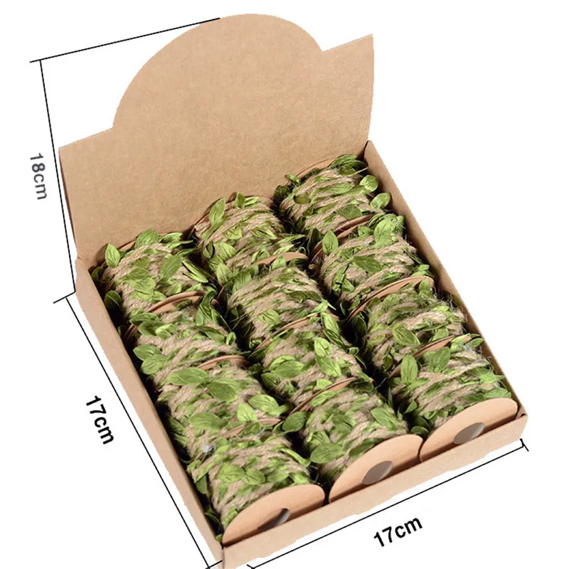 

5M Simulation Green Leaves Weaving Hemp Rope DIY Wedding Birthday Wedding Decoration Rattan Gift Bouquet Packaging Rope