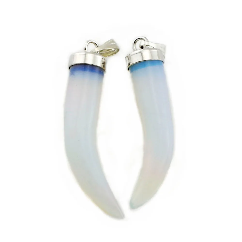 Рожок в виде бивня зубная чакра лечебная подвеска кристалл (синяя бирюза)|pendant