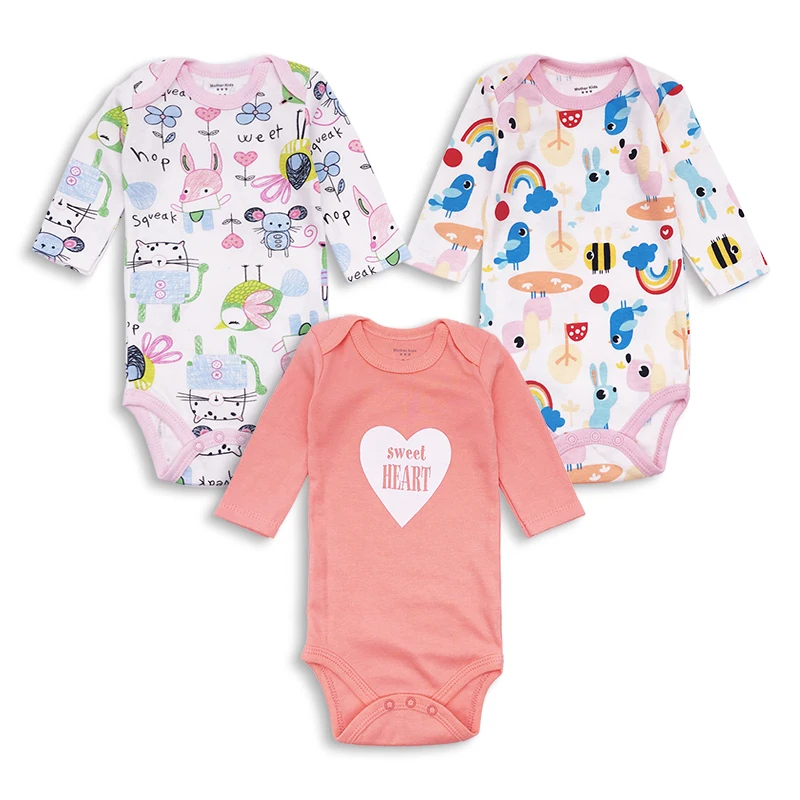 3 шт./лот Одежда для новорожденных одежда маленьких девочек хлопковая футболка с