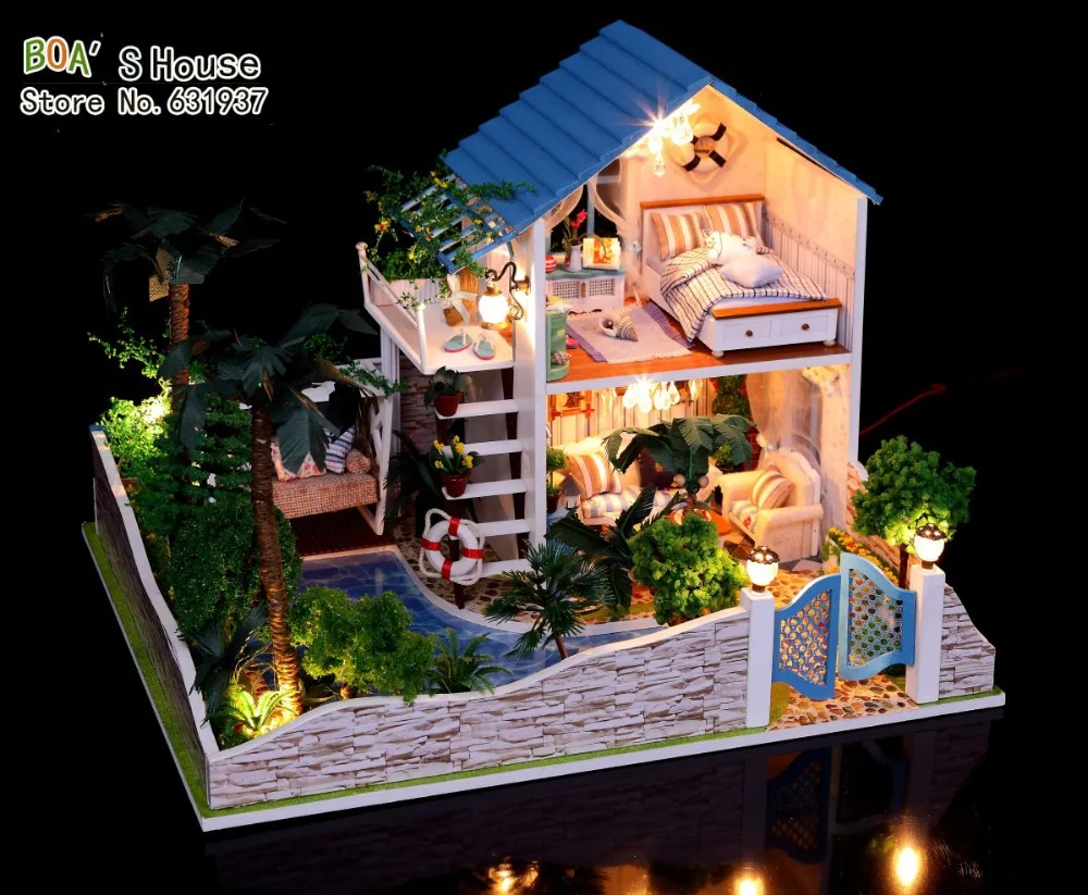 DIY Кукольный дом Мечта фея Модель Строительство 3D миниатюрный ручной работы деревянный кукольный домик с мебель и светильник игрушка Рождественский подарок