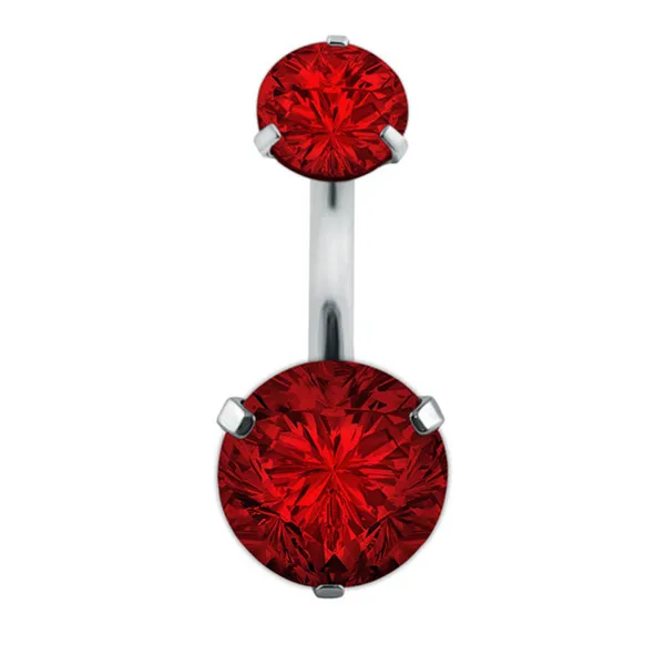Red Zircon Двойной модный хрустальный цветок пупка кольца AAA циркон хирургическая сталь ювелирные изделия для тела сексуальный пупок пирсинг Ombligo#242267 - Окраска металла: Red Zircon