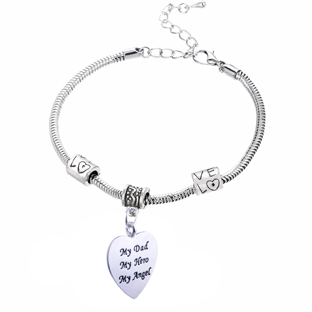 Браслет с подвеской в виде сердца для папы моего героя ангела|beaded jewelry|heart braceletcharm