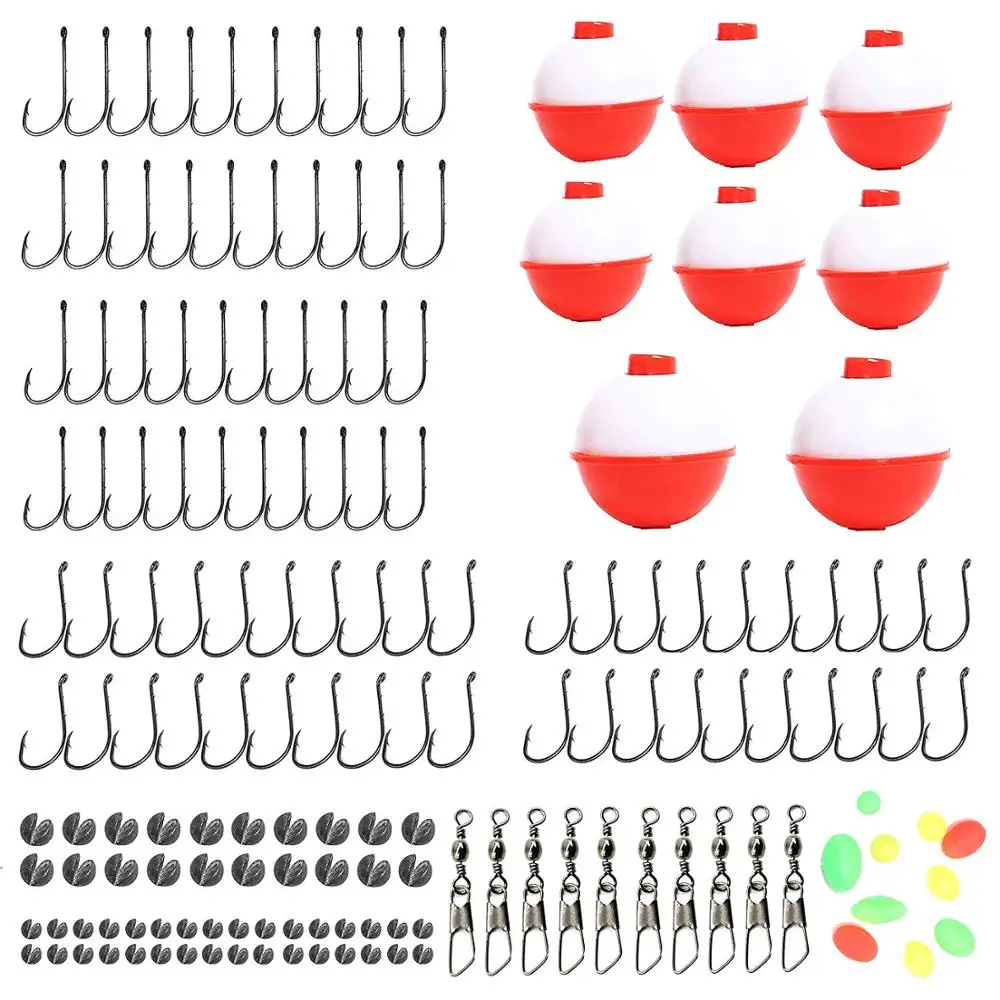 

Fishing Tackle Kit 160 Pieces Octopus Hooks Baitholder Hooks Sinkers Bobbers Swivels Beads in a Plastic Case