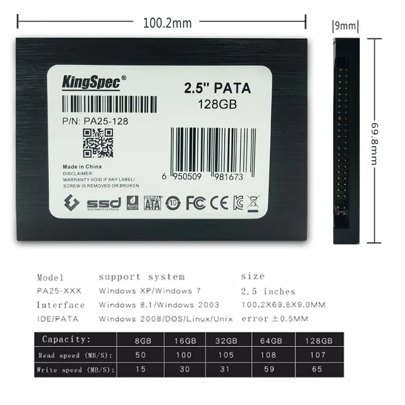 Kingspec 44pin 2 5 &quotIDE pata ssd 128 ГБ TLC Flash 4 канала hd SSD твердотельный накопитель для ASUS A6JC a8JA