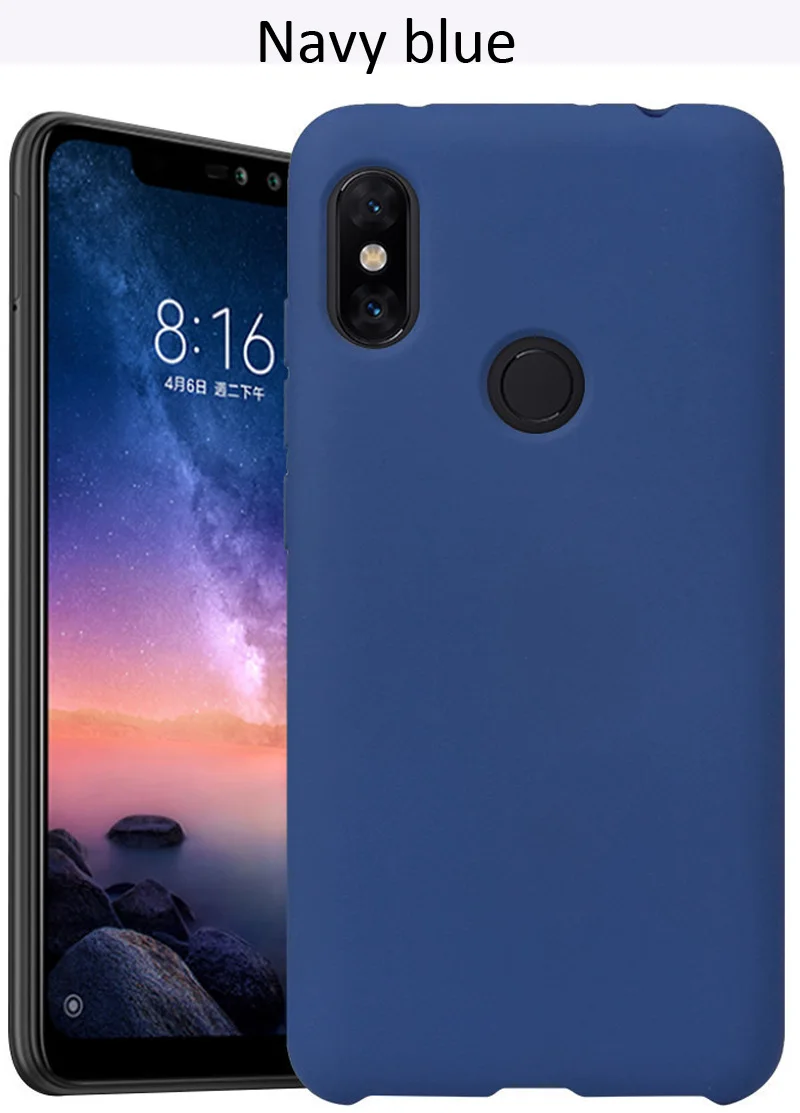 Жидкий силиконовый чехол для Xiao mi 8 mi 8 Pro mi A2 Lite Red mi Note 7 6 5 Pro мягкий гелевый резиновый чехол высокого качества - Цвет: Navy blue