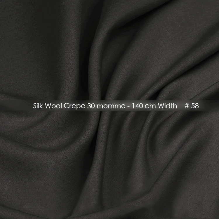 

Шелковая шерсть креп-Ткань 35% см ширина 30 мм/65% шелк + шерсть Мужские Рубашки материал для одежды 58 темно-серый