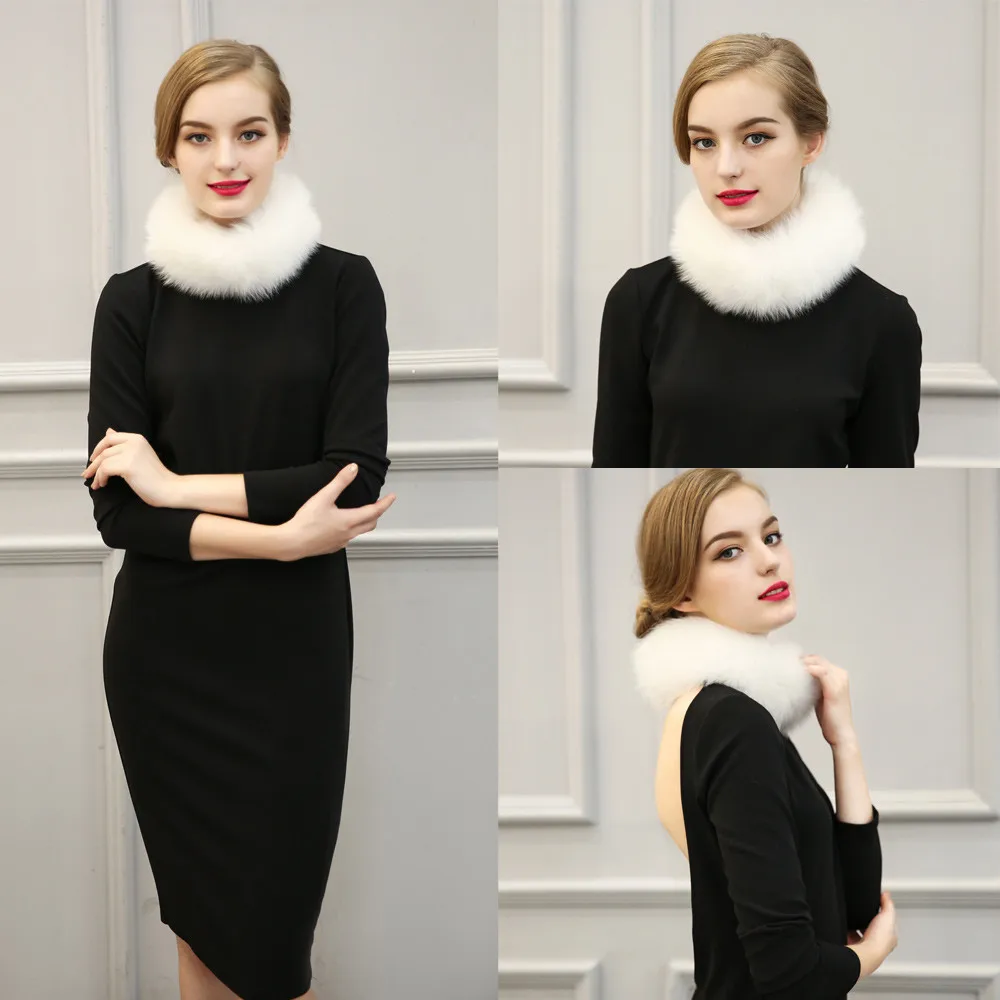 2017 женские Модные зима теплая искусственного лиса меховой воротник шарф леди HASP