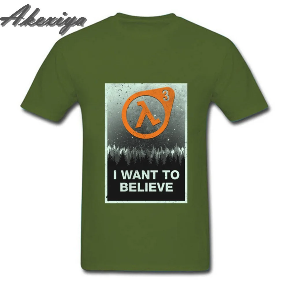 Мужская футболка с надписью I want to Believe Half Life 3 100% хлопок Милая Homme Basic XXX коротким