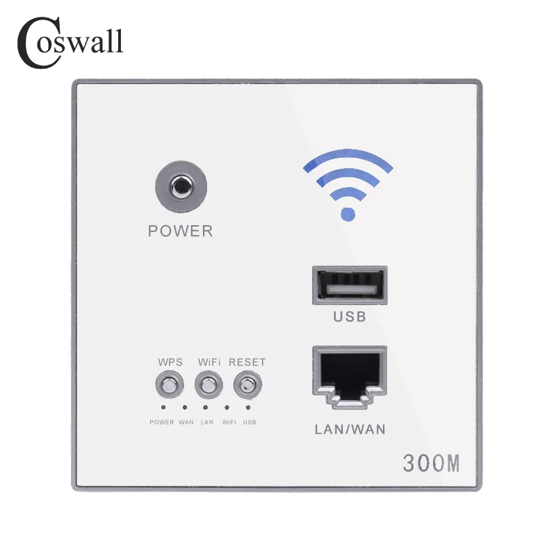 COSWALL 300 м настенный встроенный беспроводной AP роутер USB порт для зарядки 1500ма