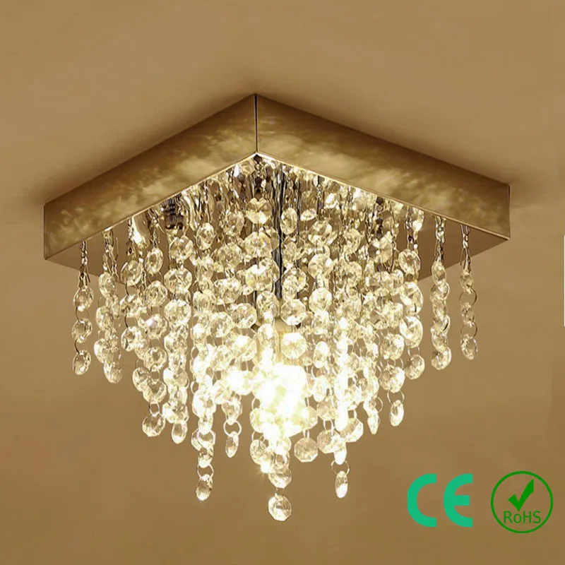 Люстра FreeLED E14 k9Crystal с металлическим основанием маленькая квадратная лампа для
