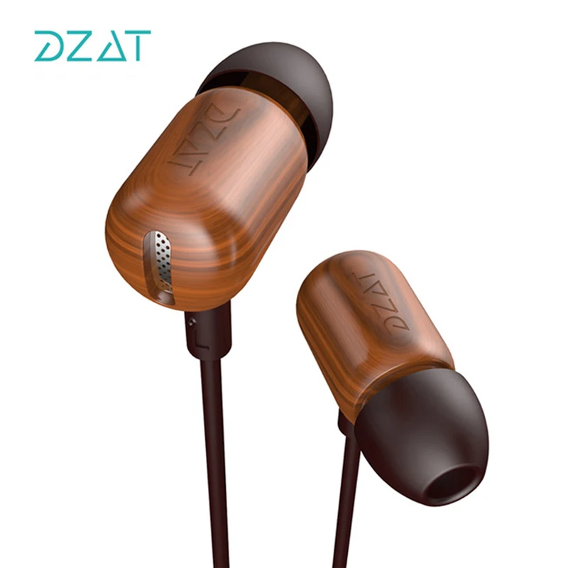 

DZAT DF-10 3,5 мм наушники-вкладыши DIY Деревянные DJ наушники чистого дерева тяжелые басы музыка Hi-Fi наушники с микрофоном для смартфонов