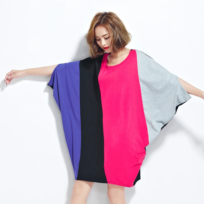 Летнее платье 2017 рукав &quotлетучая мышь&quot хлопок Для женщин Повседневное Платья