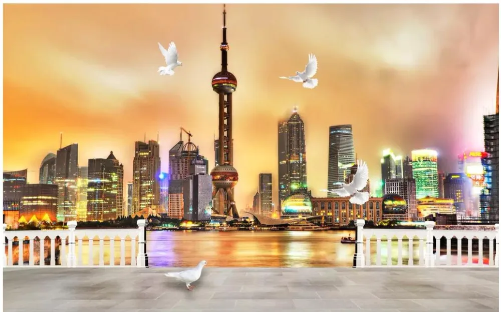 3d wallpaper custom photo Beautiful Oriental Pearl Night Scene decor living room wall murals for walls 3 d | Обустройство дома