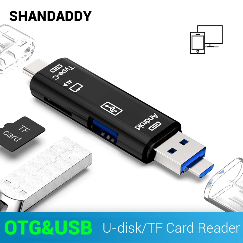 3 в 1 Тип C/Micro USB OTG адаптер карт C/ USB/ Micro USB/SD/TF устройство чтения памяти для Andrio ПК