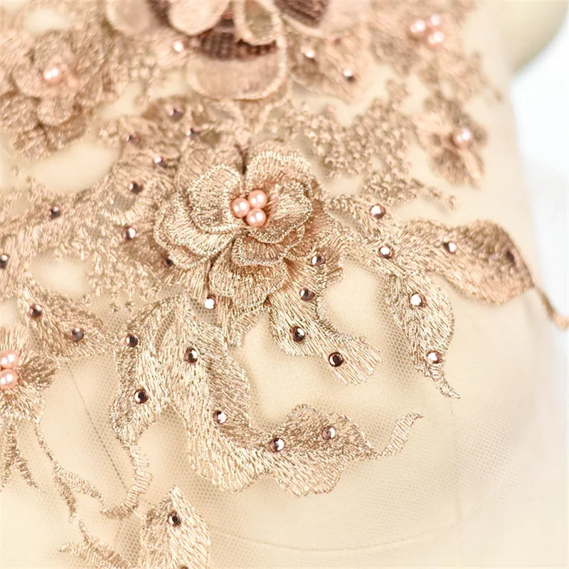 1Piece 35X 28cm Sequins Beaded Flower Floral Venice Venise Gold Glitter Lace Applique Sewing Trims DIY Craft BD0155 | Дом и сад