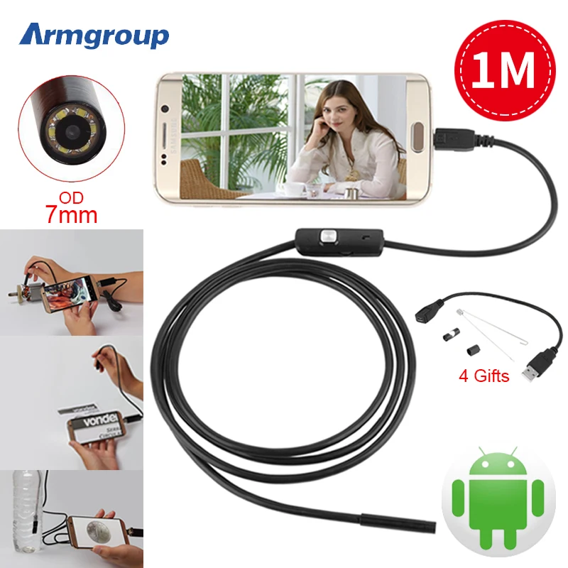 Antscope эндоскоп 1 м 5 мм/7 мм USB и Andriod Micro waterproof 2 6LED камера PCB PC инспекция мини 5|Камеры